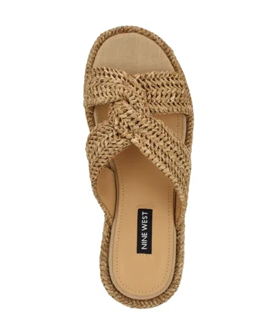 Nine West Women's Cerry Woven Platform Wedge Sandals In Light Natural