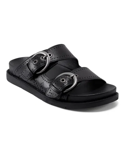 Earth Women's Francii Double Band Flat Slip-on Sandals In Black
