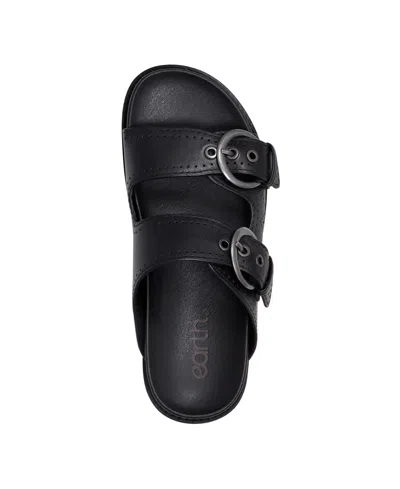 Earth Women's Francii Double Band Flat Slip-on Sandals In Black