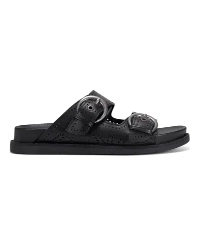 Earth Women's Francii Double Band Flat Slip-on Sandals In Black