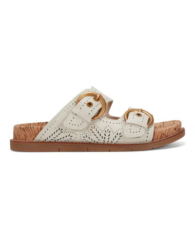 Earth Women's Francii Double Band Flat Slip-on Sandals In Cream Leather
