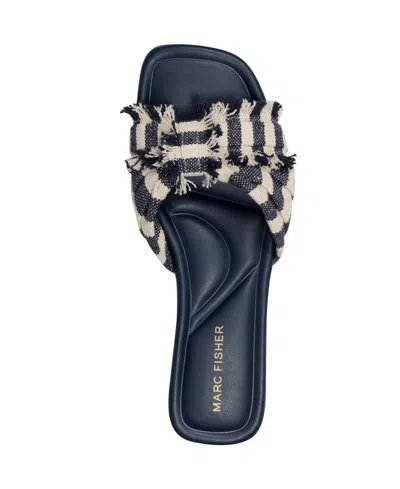 Marc Fisher Women's Orbit Knotted Flat Slide Sandals In Navy Stripe