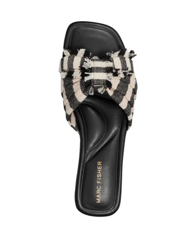 Marc Fisher Women's Orbit Knotted Flat Slide Sandals In Black Stripe