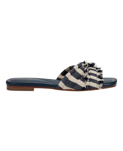 Marc Fisher Women's Orbit Knotted Flat Slide Sandals In Navy Stripe
