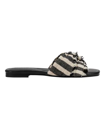 Marc Fisher Women's Orbit Knotted Flat Slide Sandals In Black Stripe