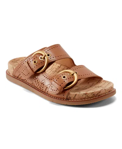 Earth Women's Francii Double Band Flat Slip-on Sandals In Cognac Leather