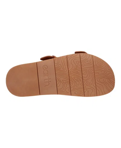 Earth Women's Francii Double Band Flat Slip-on Sandals In Cognac Leather