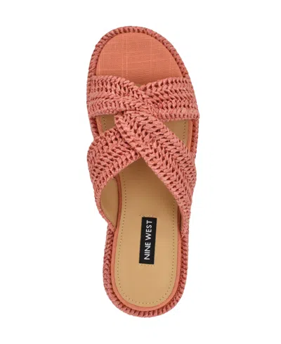 Nine West Women's Cerry Woven Platform Wedge Sandals In Orange