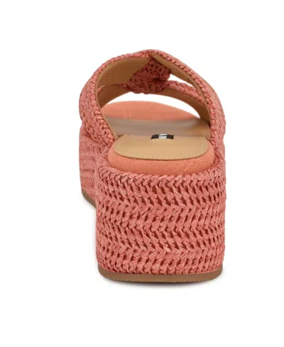 Nine West Women's Cerry Woven Platform Wedge Sandals In Orange