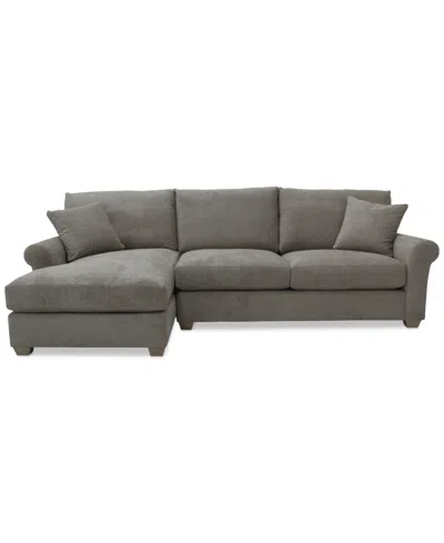 Macy's Marlyann 2-pc. Fabric Roll Arm Sectional Sofa, Exclusively At  In Linen