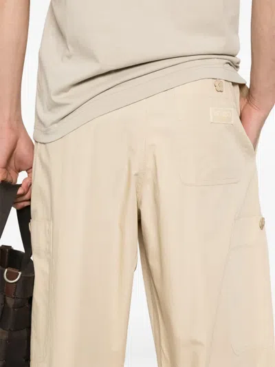 Kenzo Solid Color Lightweight Cotton Cargo Pants In Neutrals