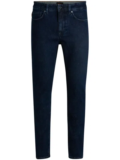 Hugo Boss Mens Regular Fit Chinos In Stretch-cotton Satin In Blue