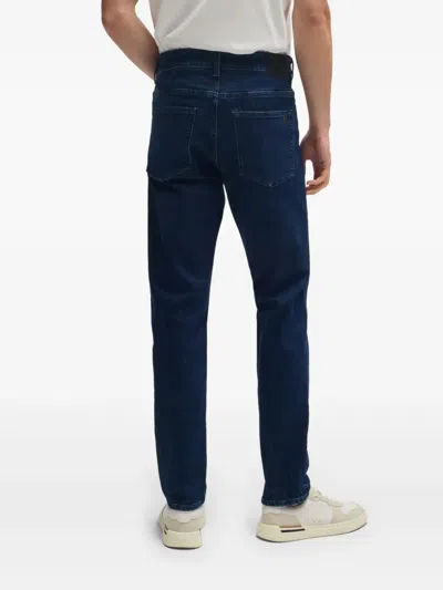 Hugo Boss Mens Regular Fit Chinos In Stretch-cotton Satin In Blue