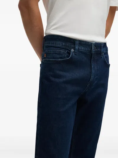 Hugo Boss Mens Regular Fit Chinos In Stretch-cotton Satin In Blue