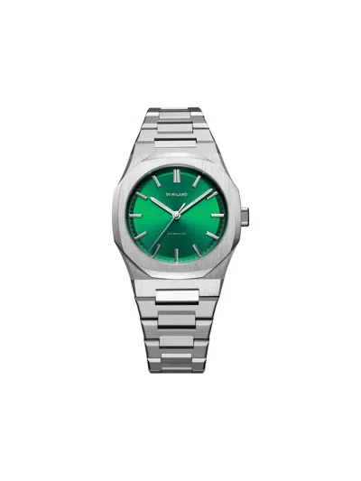 D1 Milano Green Scarabeo Ultra Thin Bracelet 40mm Stainless Steel Quartz Watch In Green/silver