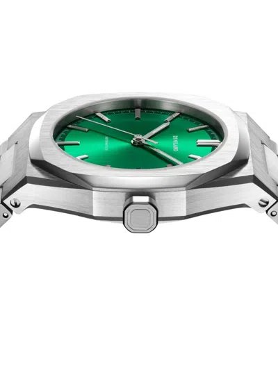 D1 Milano Green Scarabeo Ultra Thin Bracelet 40mm Stainless Steel Quartz Watch In Green/silver