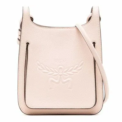 Mcm Pastel Pink Leather Mini Himmel Hobo Crossbody Bag In Neutral