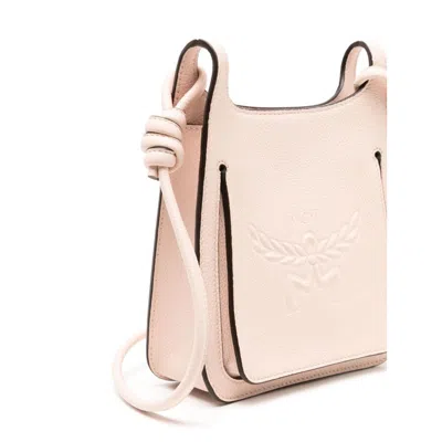 Mcm Pastel Pink Leather Mini Himmel Hobo Crossbody Bag In Neutral