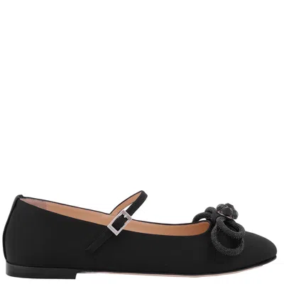 Mach&mach Patent Leather Mary Jane Ballet Flats With Jeweled Bow In Black