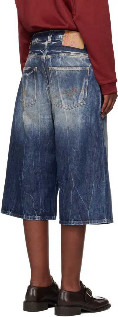 Martine Rose Blue Zip Denim Shorts In Blue