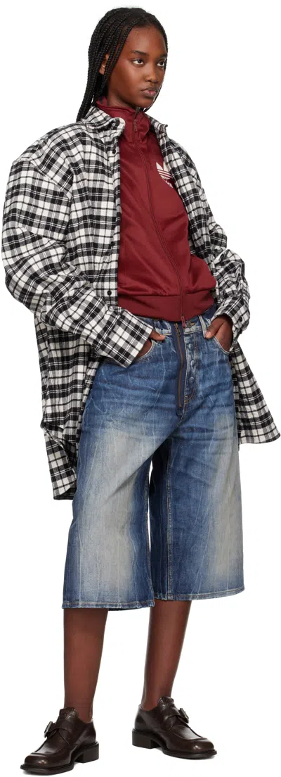 Martine Rose Blue Zip Denim Shorts In Blue