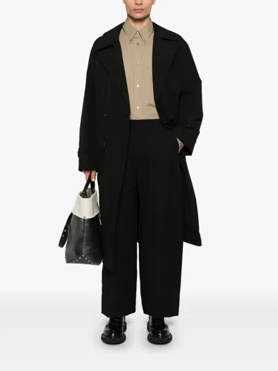 Stein Windproof Double-breasted Trench Coat In Black