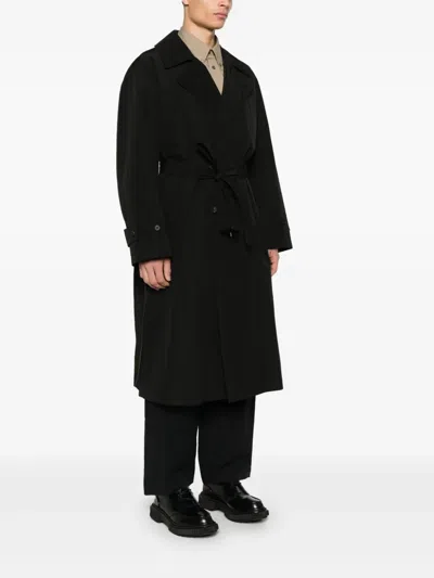 Stein Windproof Double-breasted Trench Coat In Black