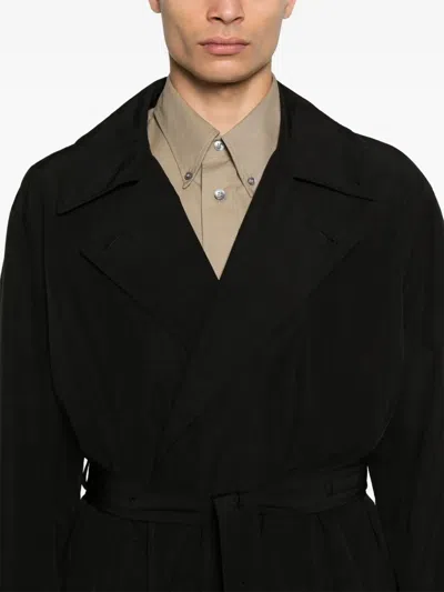 Stein Windproof Double-breasted Trench Coat In Black