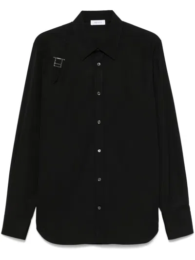 Alexander Mcqueen Metal Detail Long Sleeves Point Collar In Black