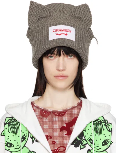 Charles Jeffrey Loverboy Gray Supersized Chunky Ears Beanie In Grey