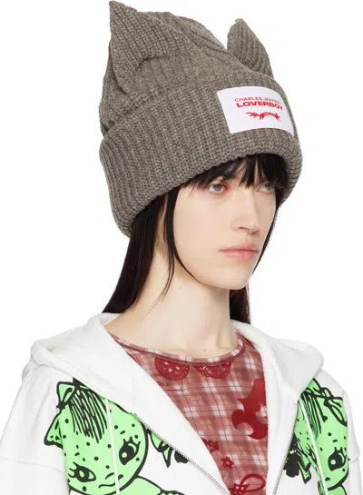 Charles Jeffrey Loverboy Gray Supersized Chunky Ears Beanie In Grey