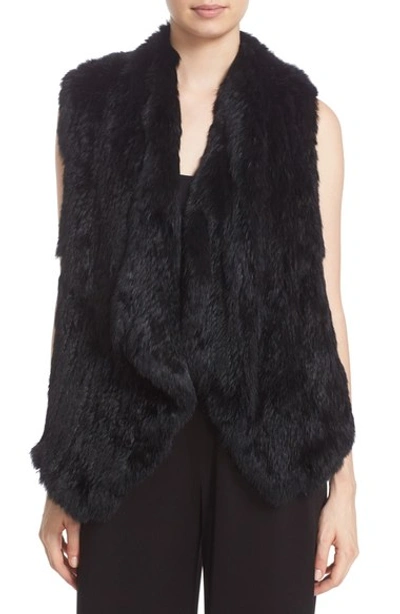 Alice And Olivia 'kensie' Draped Genuine Rabbit Fur Vest In Black