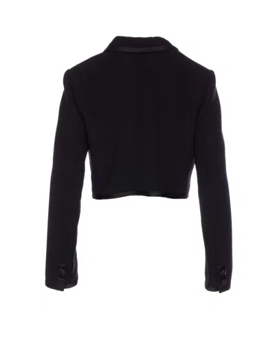 Dolce & Gabbana Cropped Double-breasted Black Jacket In Black