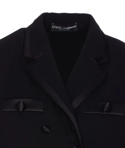 Dolce & Gabbana Cropped Double-breasted Black Jacket In Black