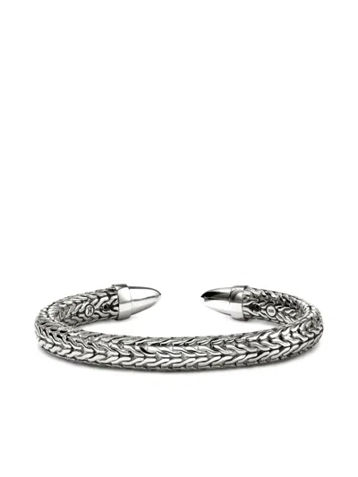 John Hardy Sterling Silver Spear Diamond Pave Flex Cuff Bracelet In Metallic