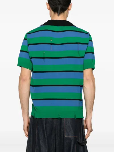 Andersson Bell Damaged Stripe Polo In Blue