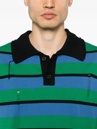 Andersson Bell Damaged Stripe Polo In Blue