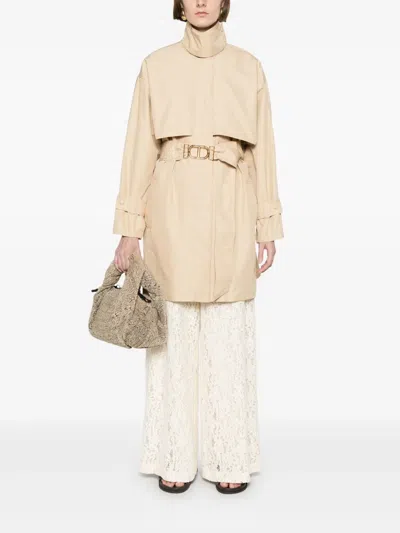Twinset Belted Coat In Neutrals