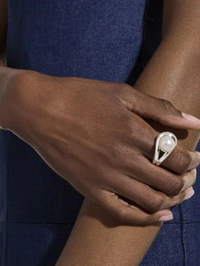 John Hardy Surf Silver Ring With Freshwater Pearl In Sterling Silver