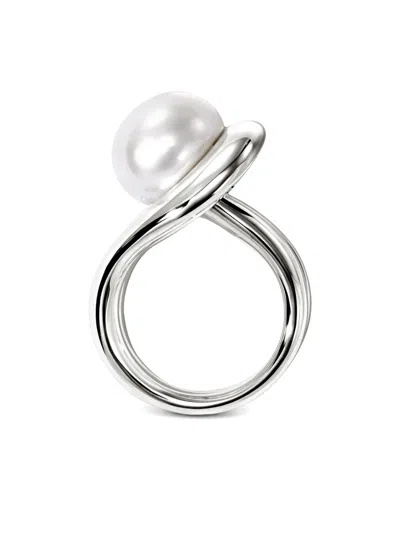 John Hardy Surf Silver Ring With Freshwater Pearl In Sterling Silver