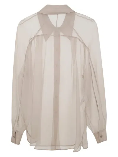 Alberta Ferretti Organzed Organic Chiffon Shirt In Neutrals