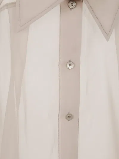 Alberta Ferretti Organzed Organic Chiffon Shirt In Neutrals