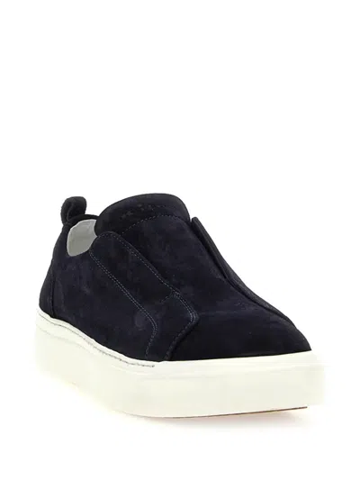 Kiton Suede Slip-on Sneakers In Blue