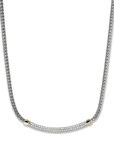 John Hardy Jh Essential Diamond Necklace In Silver