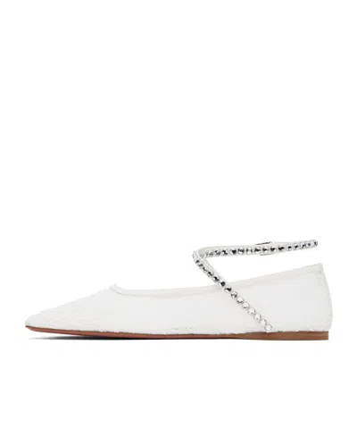 Amina Muaddi White Ane Lace Ballerina Flats In White