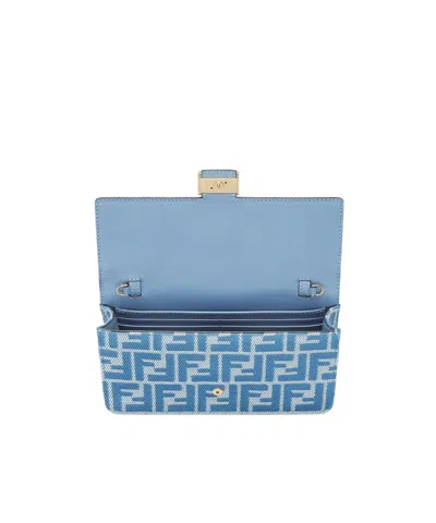 Fendi Women Wallet On Chain Baguette With Shoulder Strap With All-over Ff Motif In White