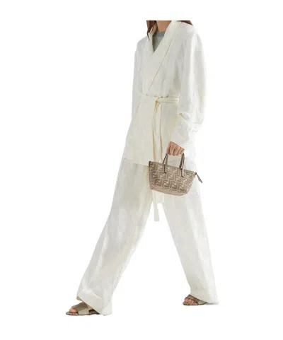 Fendi Logo-embroidered Slides In Nude