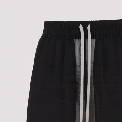 Rick Owens Layered Silk Bermudas With Sheer Panels In Black