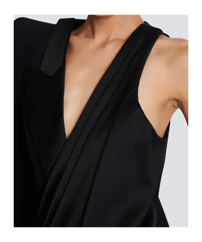 Balmain Asymmetric Jacket With Structured Shoulder In Black