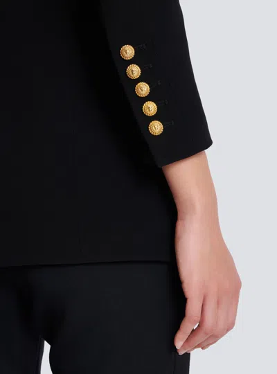 Balmain Asymmetric Jacket With Structured Shoulder In Black